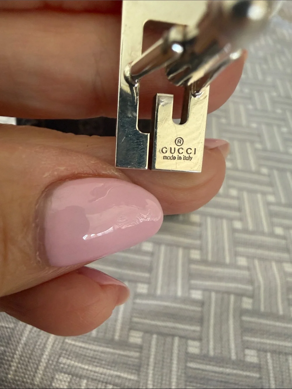 Gucci Silver Rectangular Interlocking G Cufflinks